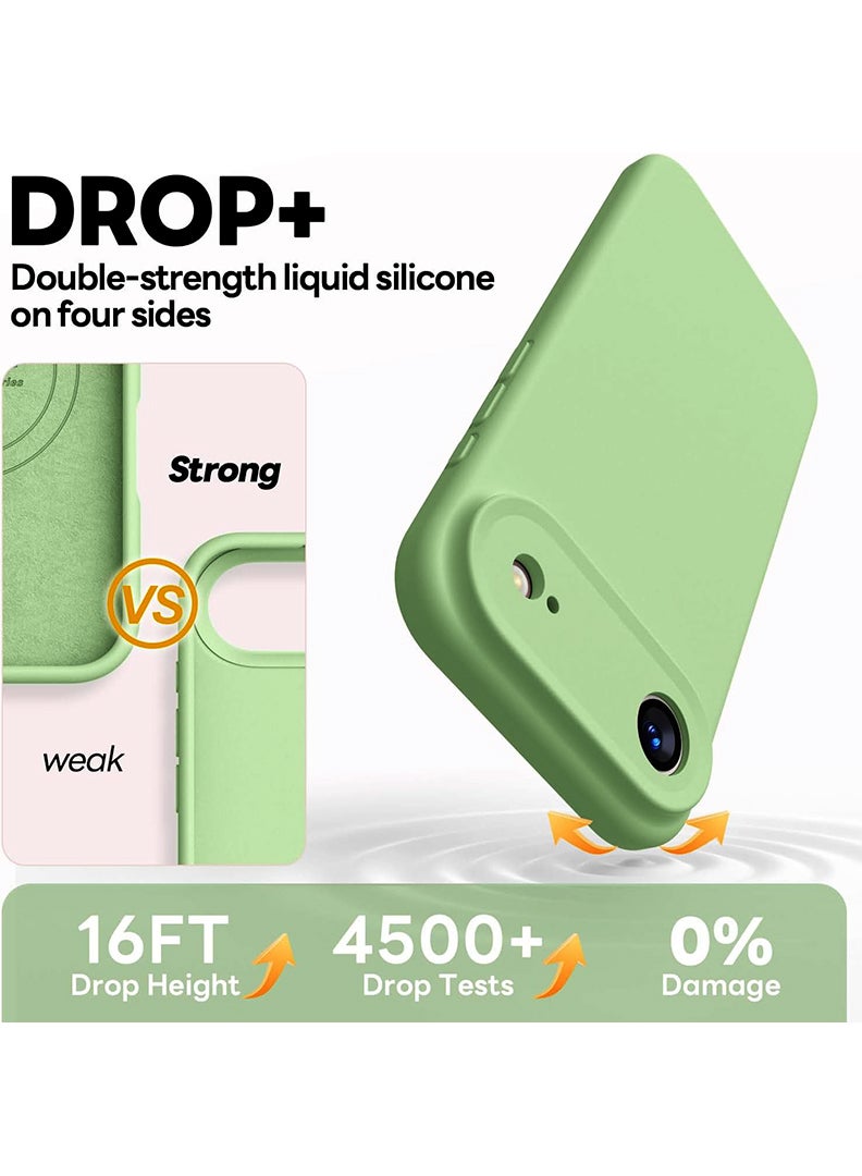 رفع القضية متوافق مع غطاء Apple iPhone 17 Air، مصنوع من السيليكون السائل الناعم عالي الجودة [بطانة من الألياف الدقيقة المقاومة للخدش] غطاء هاتف رفيع مقاوم للصدمات بلون أخضر ماتشا - Image 2